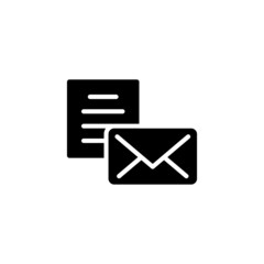 Email Icon in black flat glyph, filled style isolated on white background