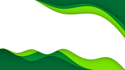 Abstract background with green and white color paper cut shapes.