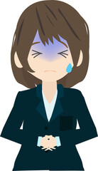 腹痛で青ざめるビジネスウーマンのイラスト