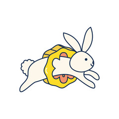 rabbit with mooncake, line fill style