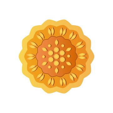 mid autumn concept, mooncake icon, detailed style