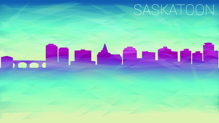 Saskatoon City Canada. Broken Glass Abstract Geometric Dynamic Textured. Banner Background. Colorful Shape Composition.