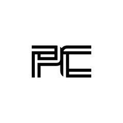 initial letter pc line stroke logo modern