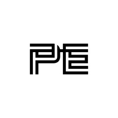 initial letter pe line stroke logo modern