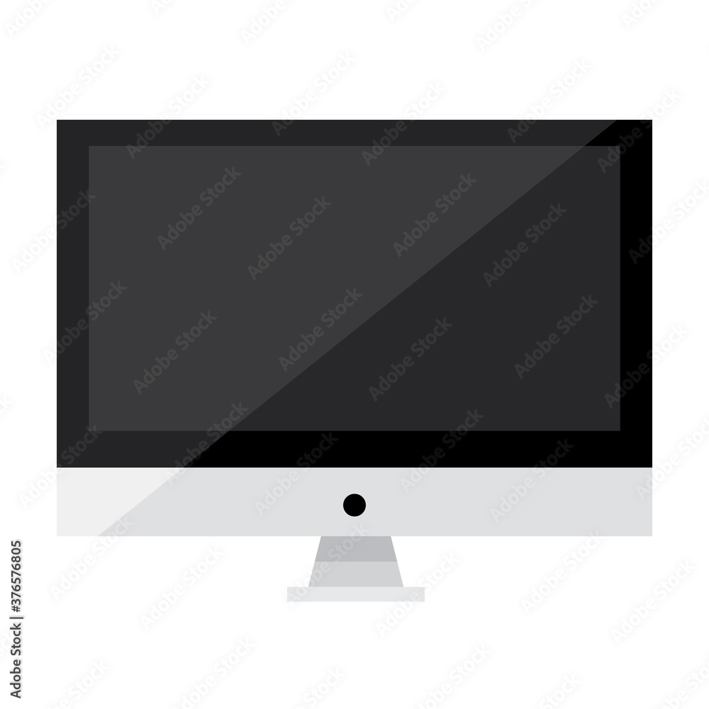 Fototapete single white computer screen concept monitor icon, flat design illustration, interface element for a