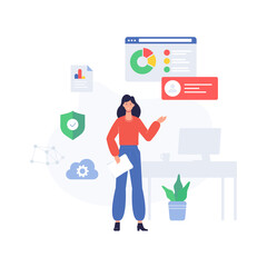 flat ddesign vector illustration of the woman explainer