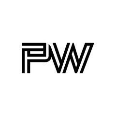 initial letter pw line stroke logo modern