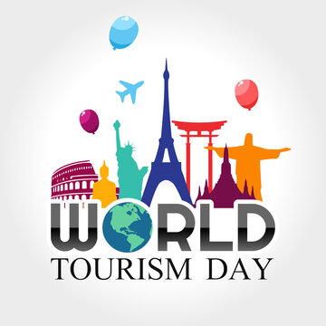 Vector graphic of world tourism day good for world tourism day celebration. flat design. flyer design.flat illustration.