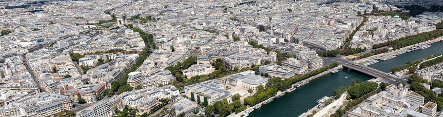seine view from Eiffel Tower Paris, France panorama