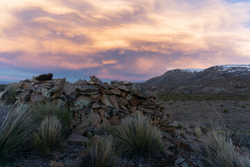 Atardecer pampa Patagonia. Chile.