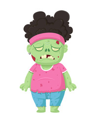 Cartoon zombie isolated on white. Character zombie halloween day. Vector and Illustration art