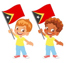 East Timor flag in hand set