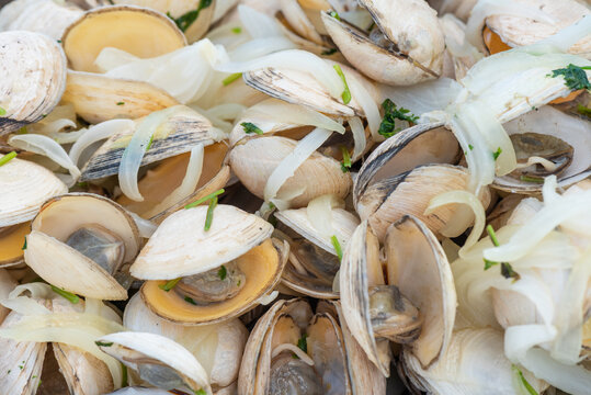 Delicious Lambreta (kind of clam), cooked with onions and cilantro