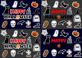 Happy Halloween set full color icons