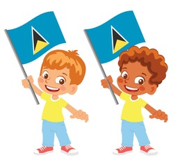 Saint Lucia flag in hand set