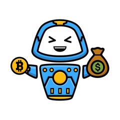 Cute characters robot holding money bag
