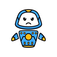 Cute characters robot with angry face