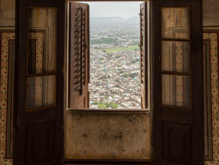 overall bird eye view from window of amer fort jaipur