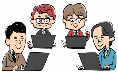 A middle-aged man in a suit, smiling and doing business.
