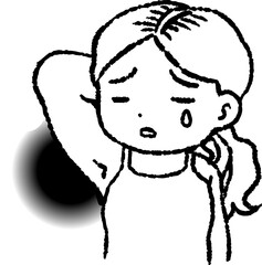 Monochrome Woman suffering from armpit odor
