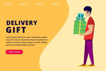 delivery gift service concept vector illustration landing page template