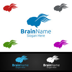 Fast Brain Technology Logo with Think Idea Concept Design