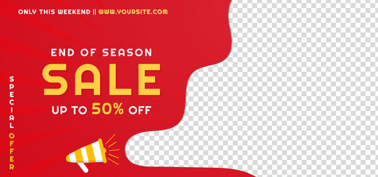 Sale banner red background promotion announce design with product image space