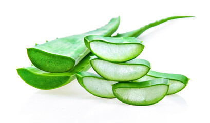 aloe vera fresh leaf isolated on white background