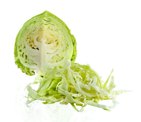 green cabbage isolated on white background