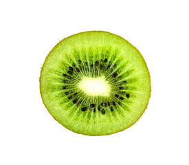Slice of kiwi fruit isolated on white background