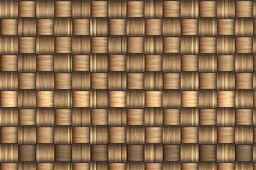 Brown basket weave seamless background. Classic cross woven texture decorative pattern. Natural wicker bamboo effect