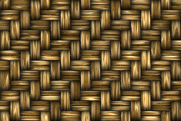 Brown basket weave seamless background. Classic cross woven texture decorative pattern. Natural wicker bamboo effect