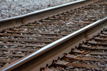 close-up view of train tracks