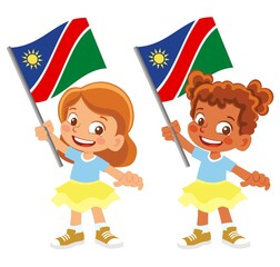 Namibia flag in hand set