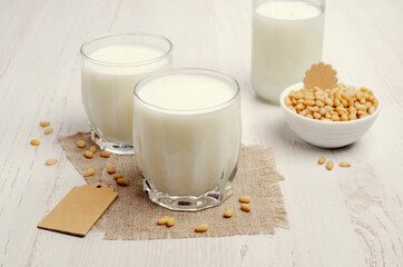 Milk pine nut in glass