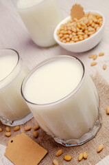Milk pine nut in glass