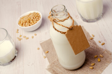 Milk pine nut in glass