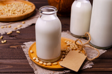 Milk pine nut in glass