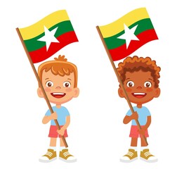 Burma flag in hand set