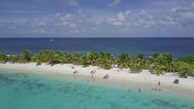 Aerial drone shot of Sandy Island Beach, Carriacou, Grenada