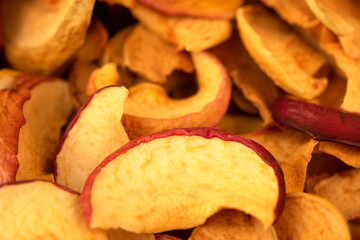 dried apple slices background, close up
