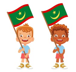 Mauritania flag in hand set
