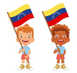 venezuela flag in hand set