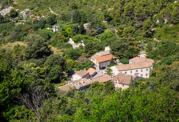 Fototapeta na wymiar An overhead view of a typical village in Provence, France