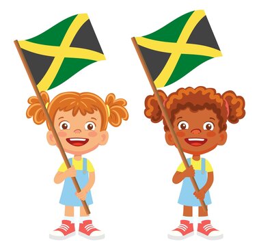 Jamaica flag in hand set