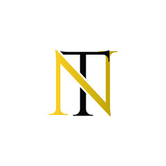 Initial Monogram letter NT TN Logo isolated in white