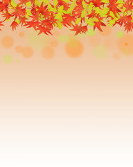 秋をイメージしたモミジとイチョウの壁紙イラスト