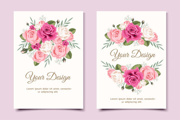 Greeting card with floral rose can be used as invitation card for wedding, birthday and other holiday