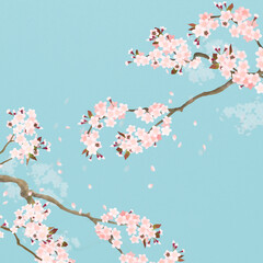 Spring background with Asian cherry blossom motif