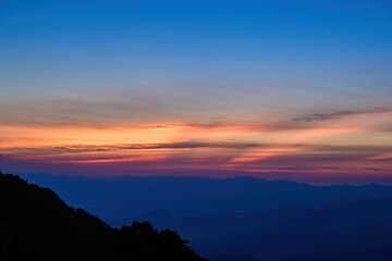 伊吹山から見た日没後の幻想的な夕焼け情景＠滋賀